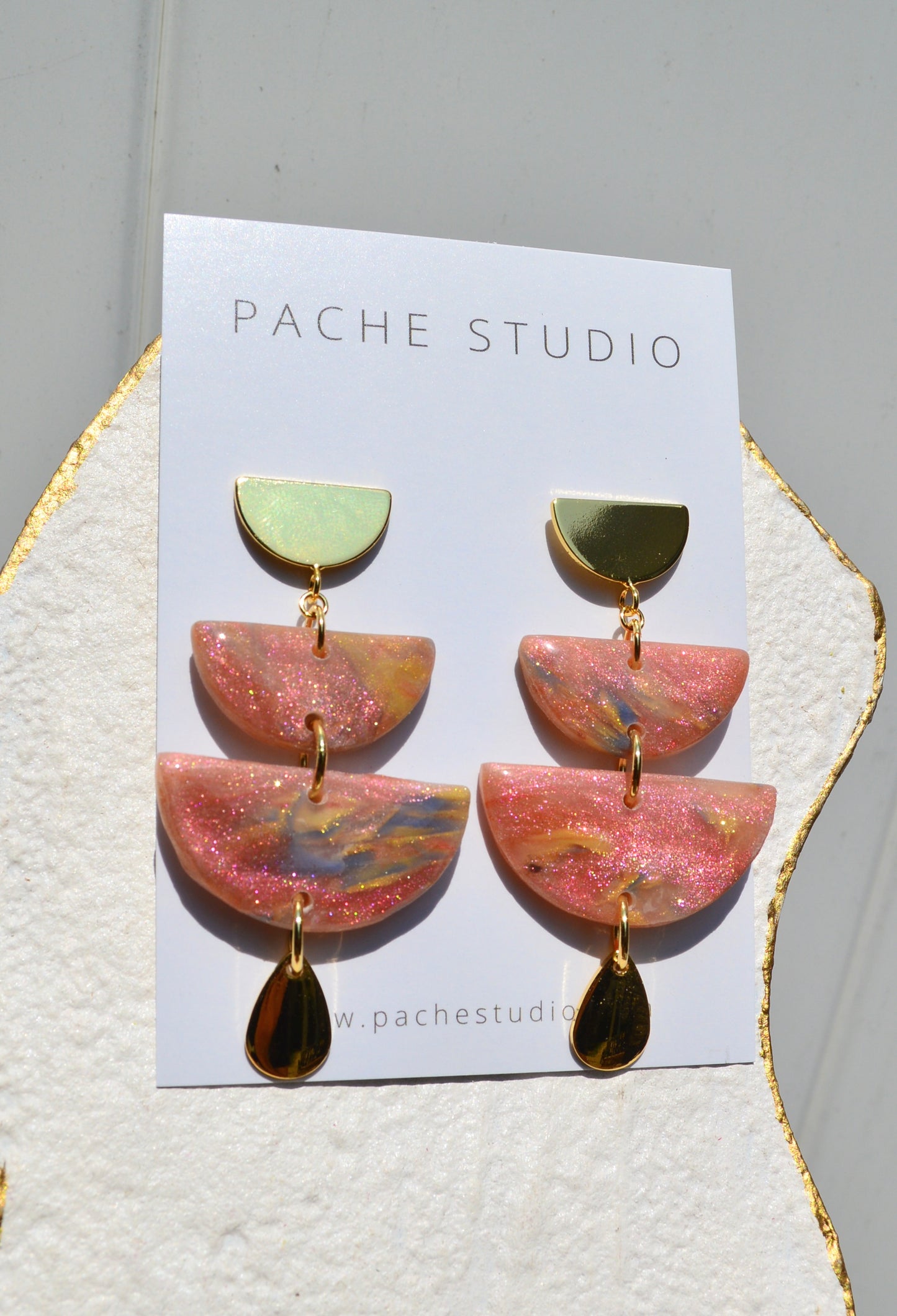 Pink galaxy earrings