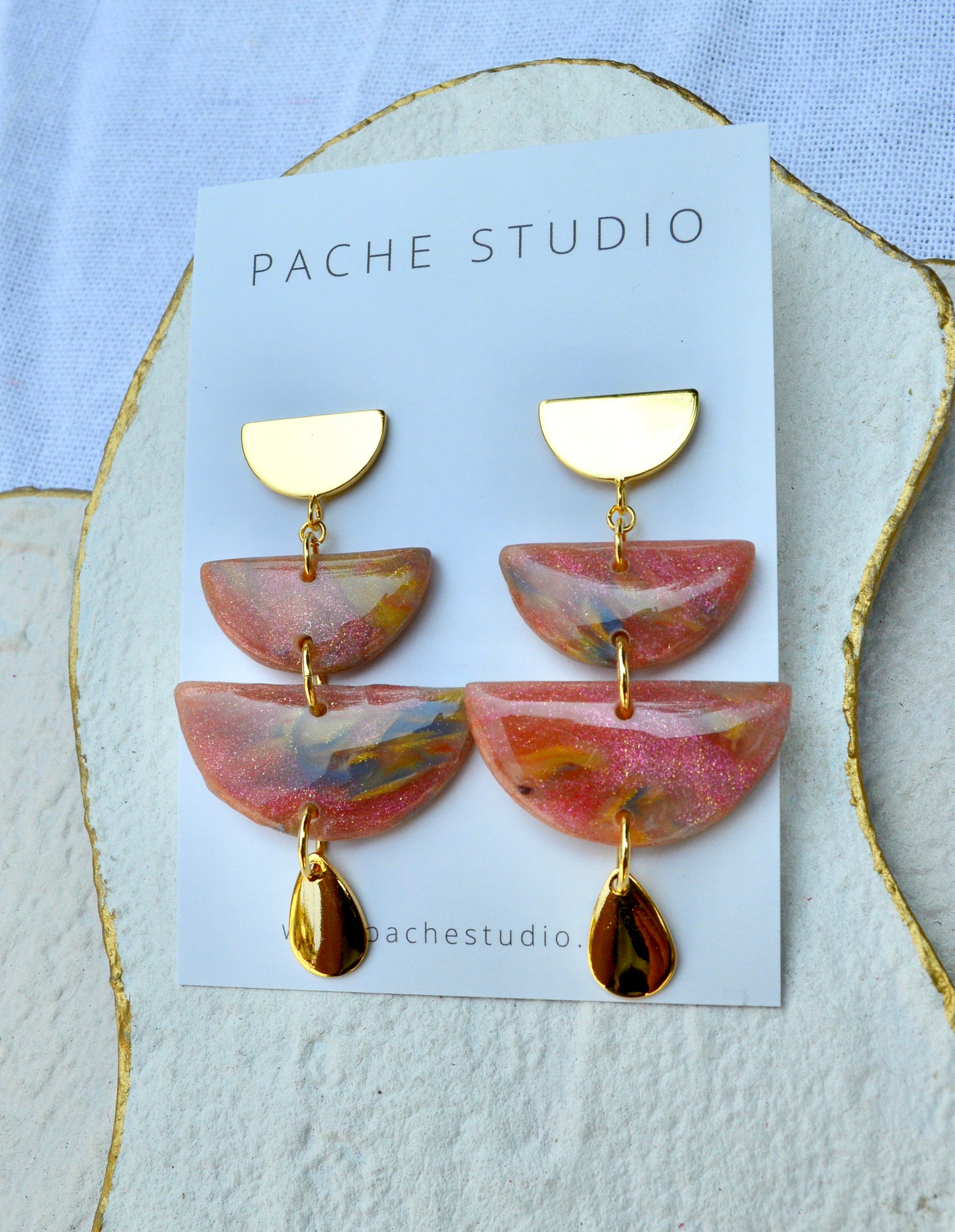 Pink galaxy earrings