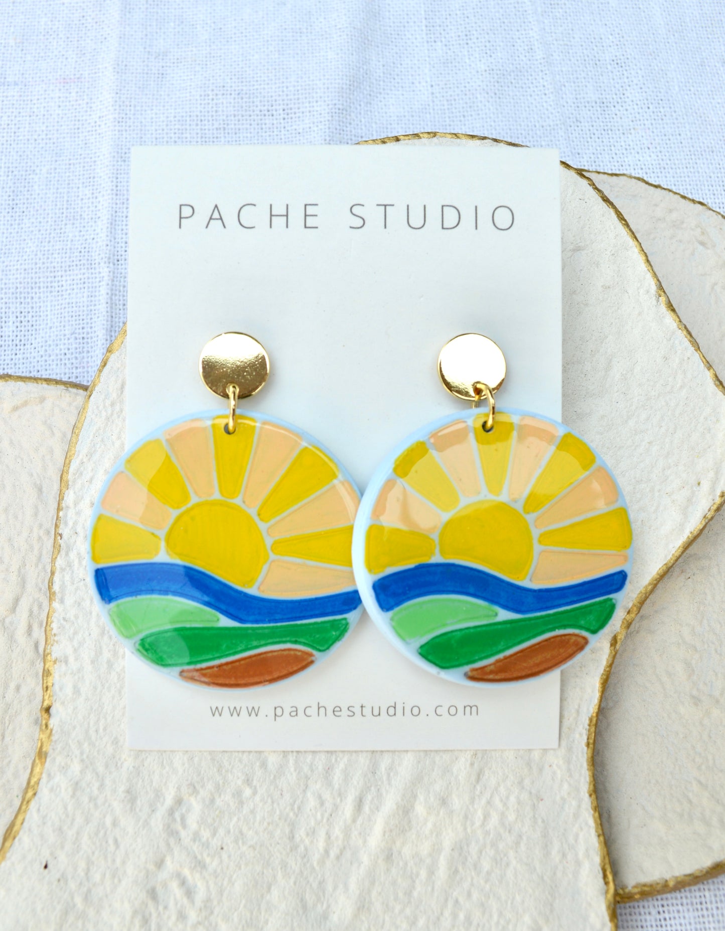 Hand painted sunrise earrings