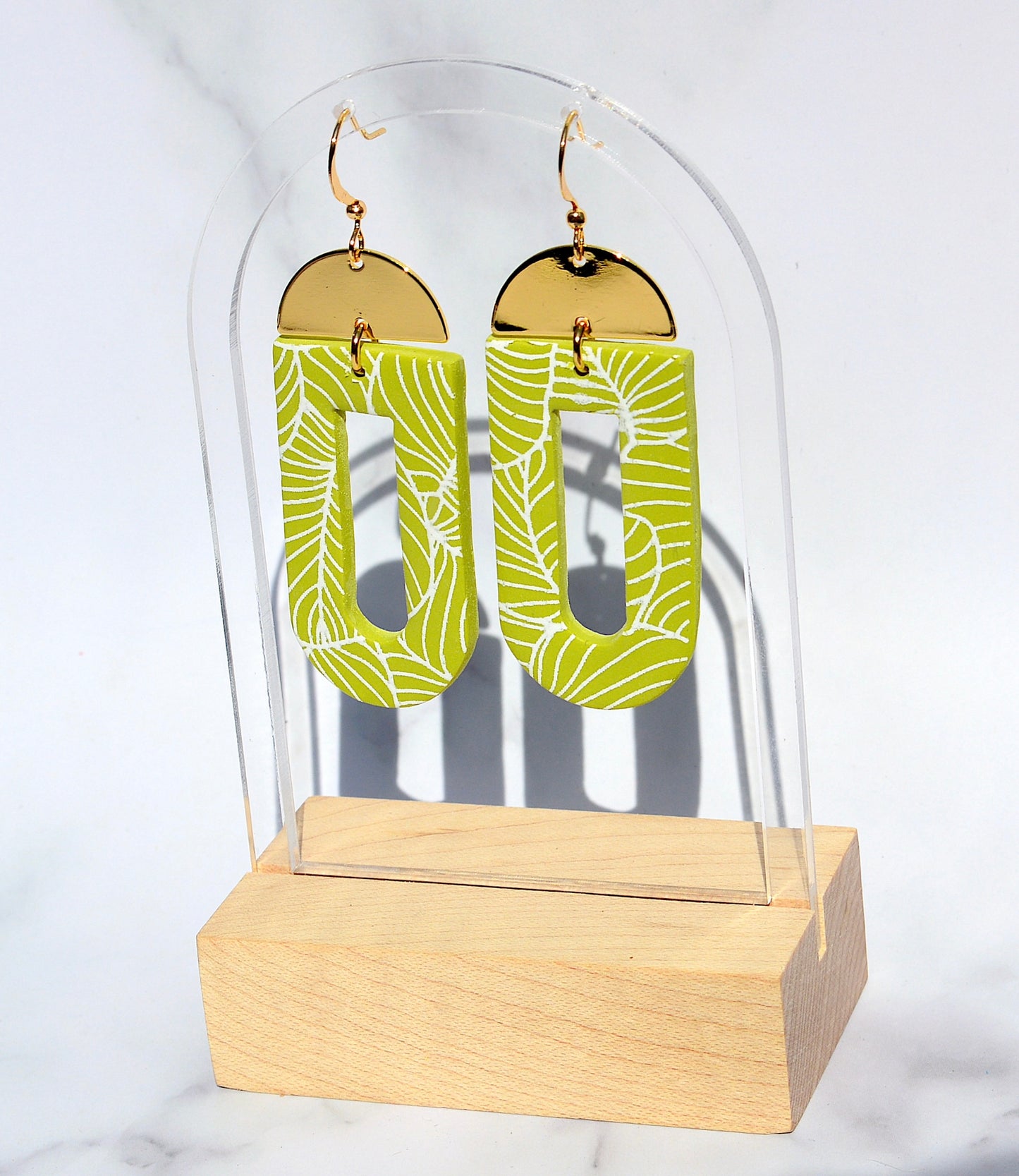 The Flaura | Handmade Chartreuse Plant Dangle Earrings