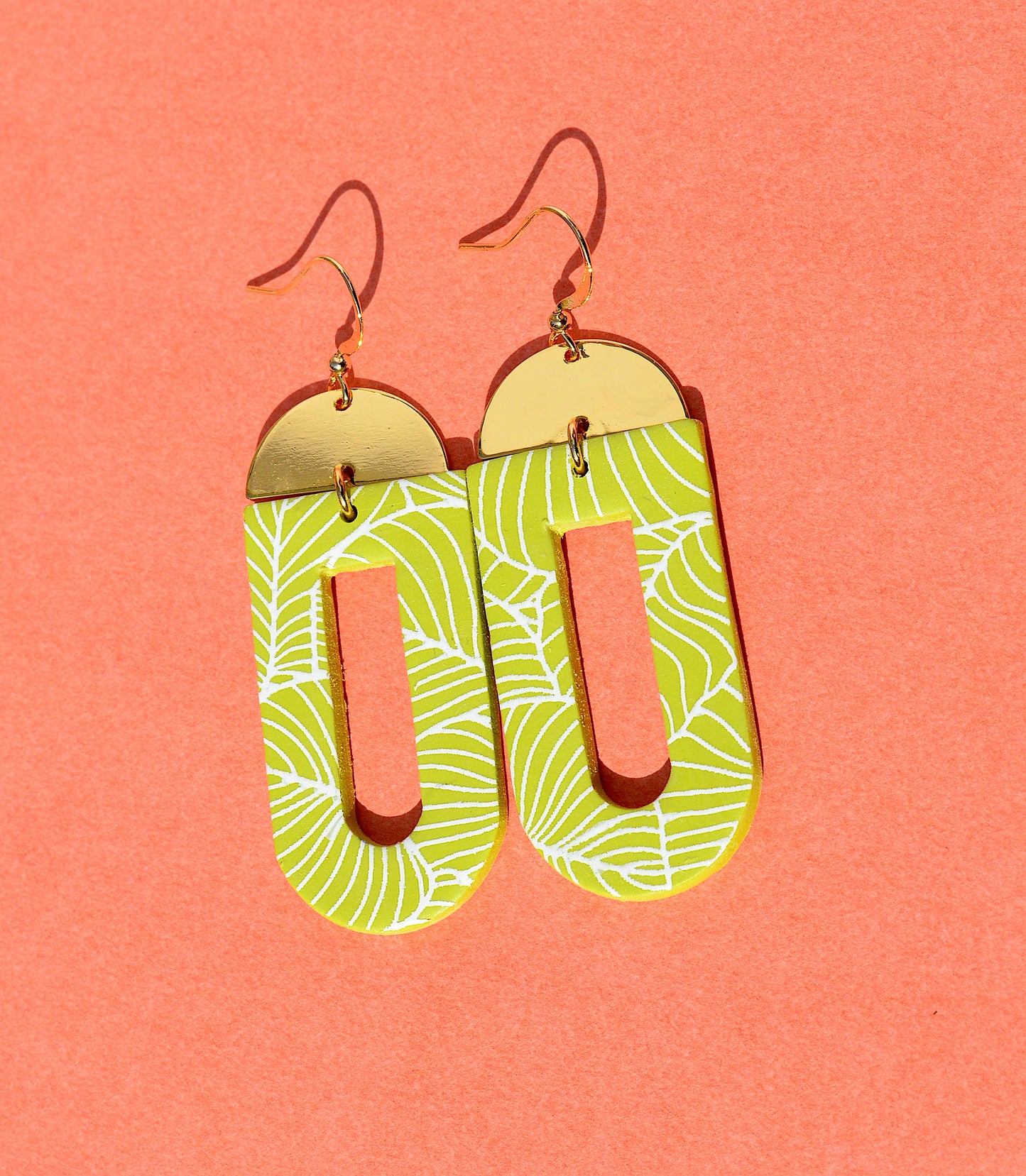 The Flaura | Handmade Chartreuse Plant Dangle Earrings