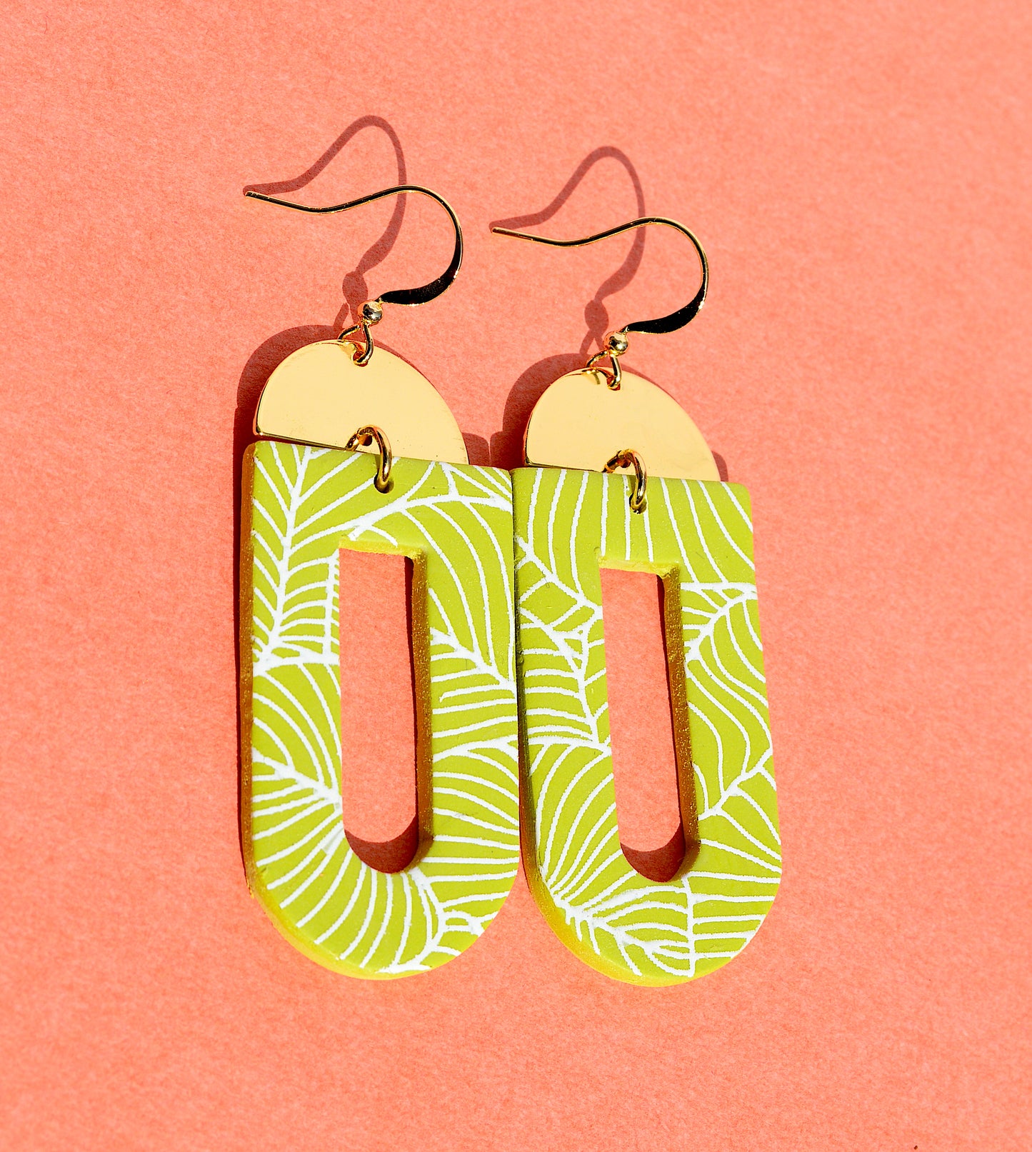 The Flaura | Handmade Chartreuse Plant Dangle Earrings