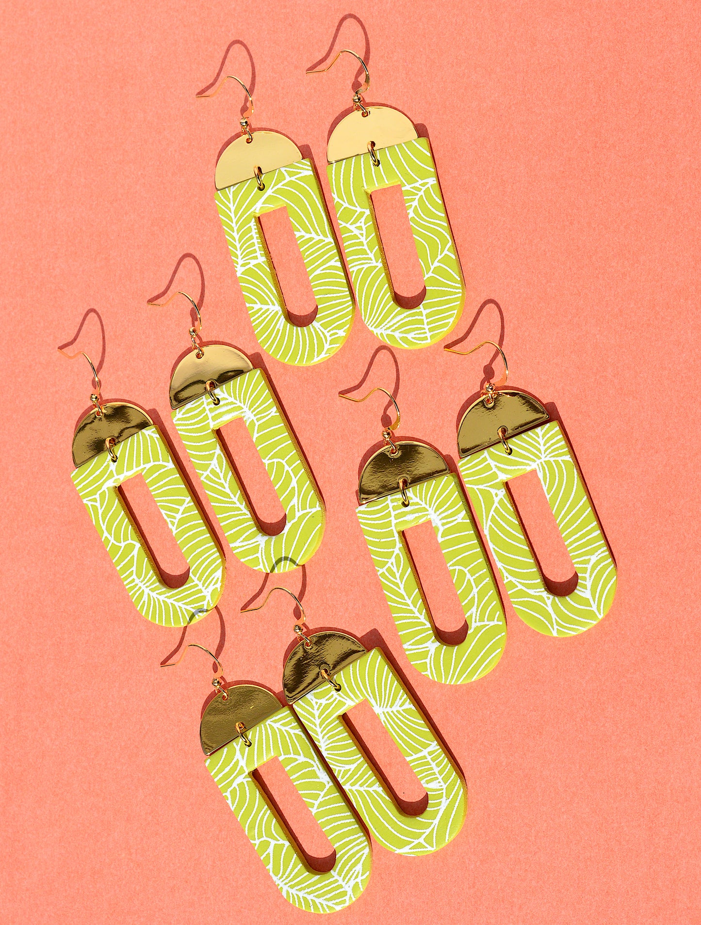 The Flaura | Handmade Chartreuse Plant Dangle Earrings
