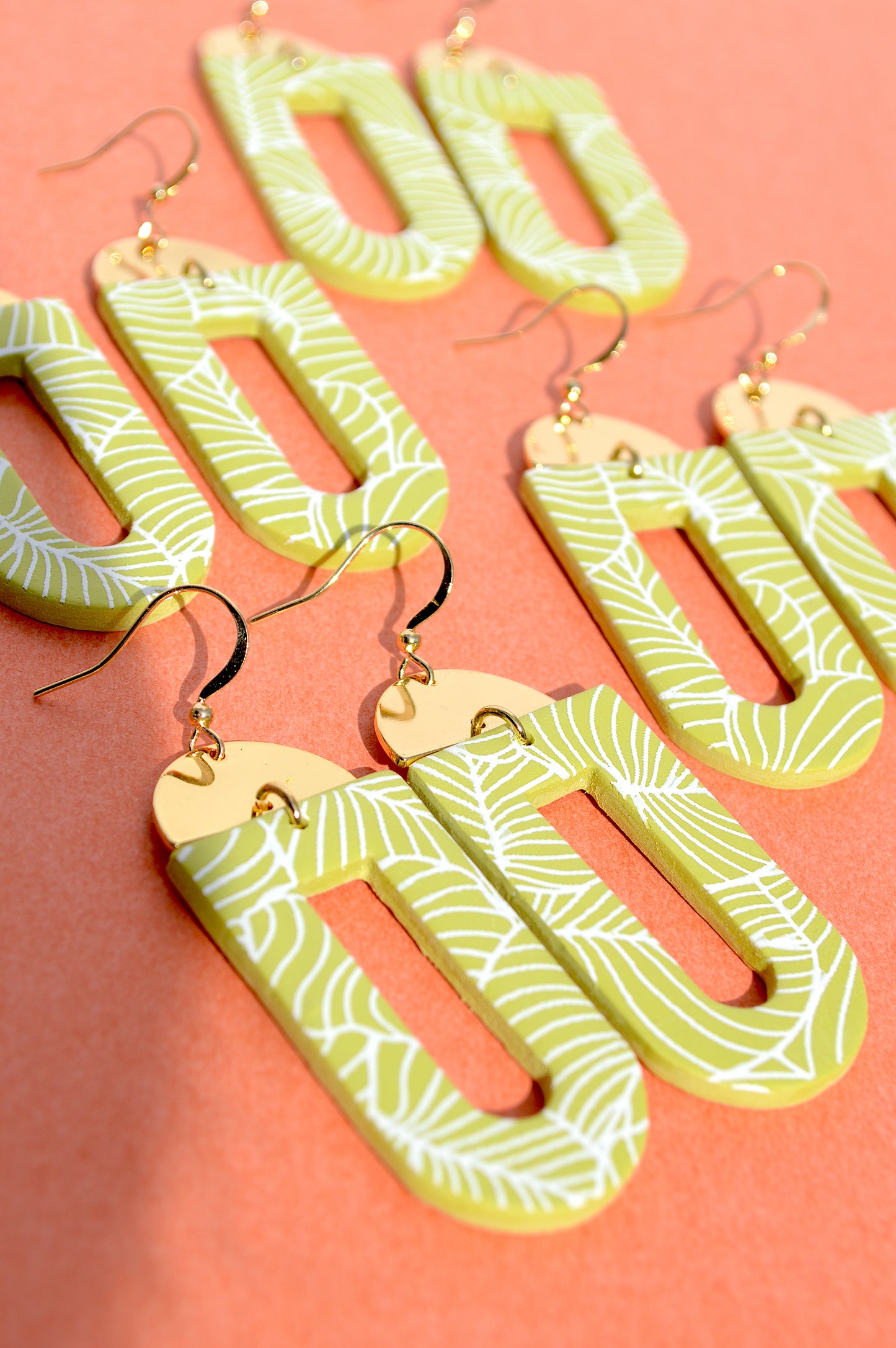 The Flaura | Handmade Chartreuse Plant Dangle Earrings