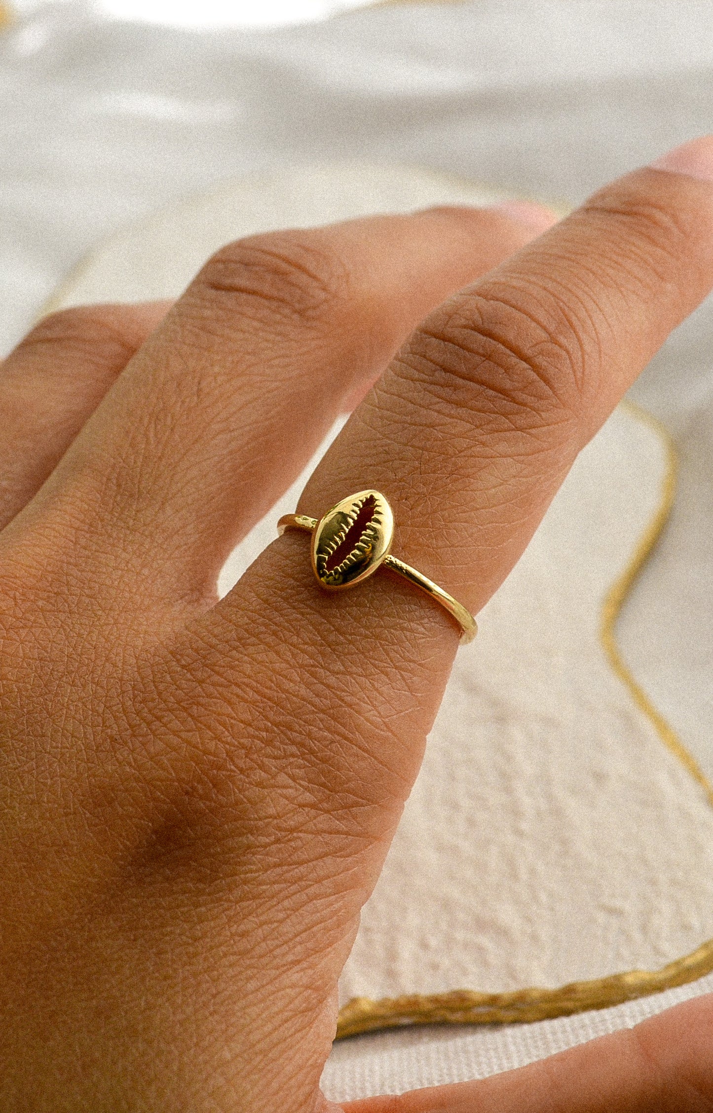 18k gold filled cowrie shell ring