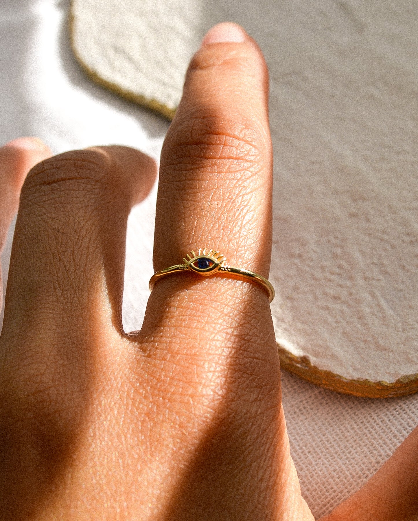 18k gold filled eye ring