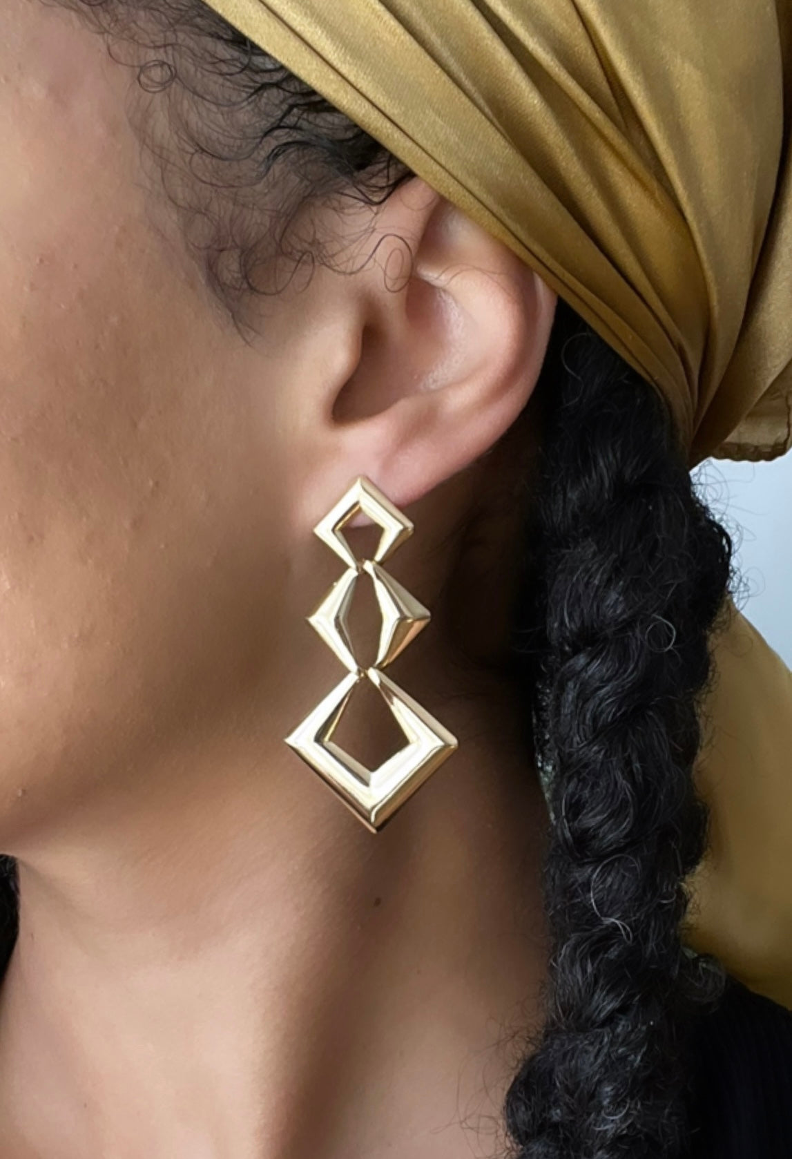 18k gold-filled triple diamond shape earrings