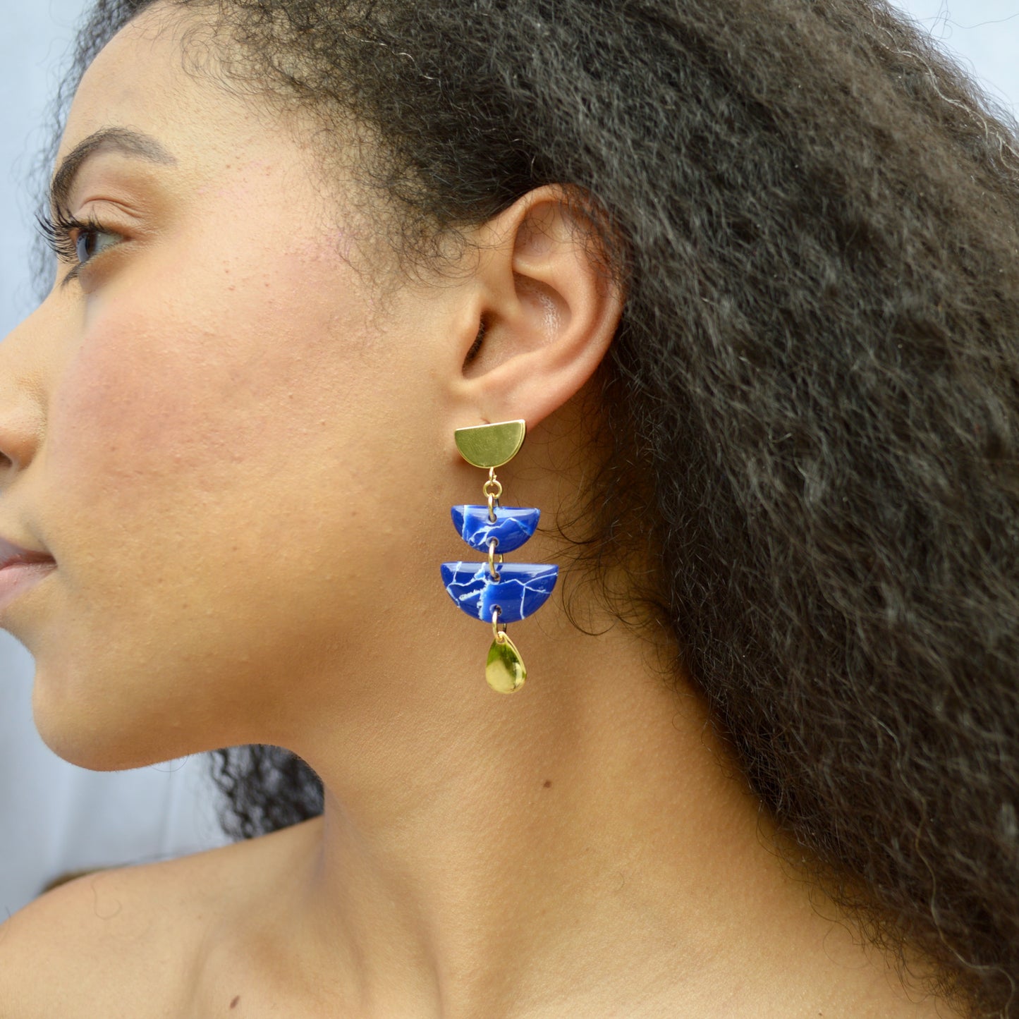 Lapis Lazuli Collection - Half Circle Drop