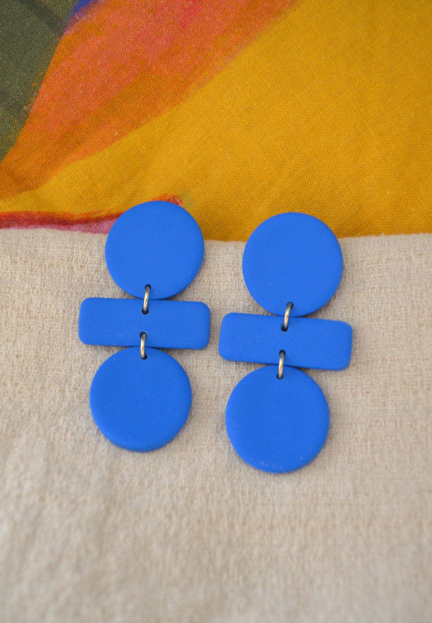 Blue statement earrings