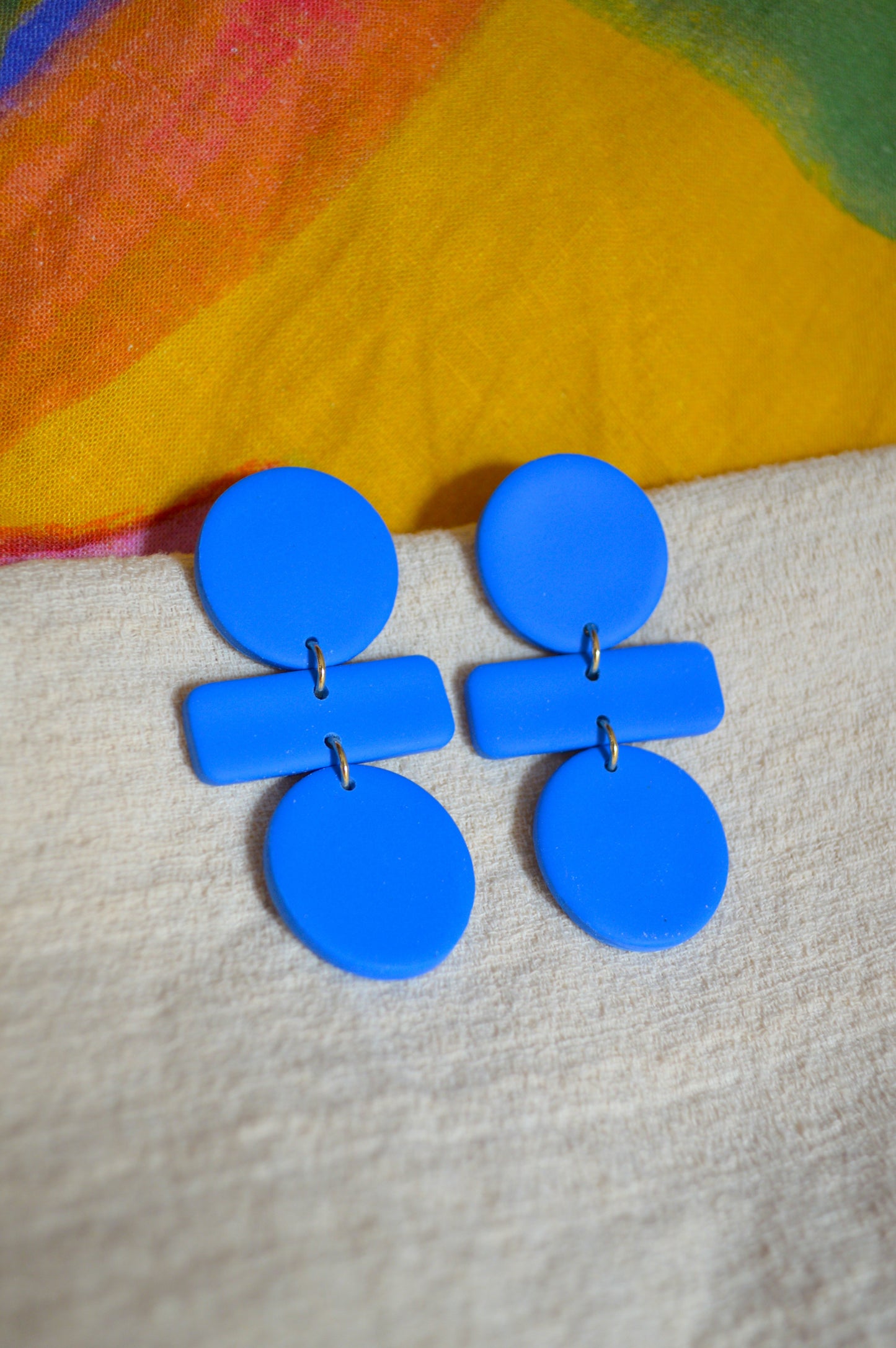 Blue statement earrings