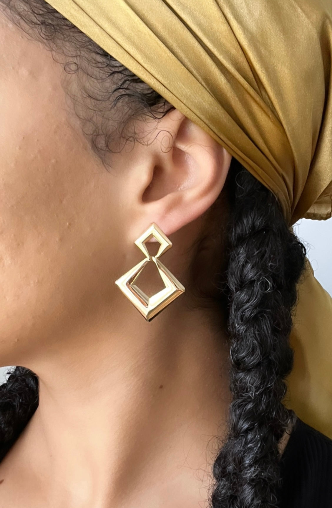 18k gold-filled double diamond shape earrings