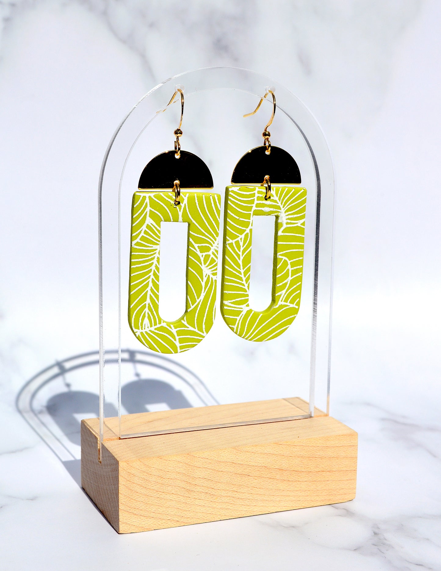 The Flaura | Handmade Chartreuse Plant Dangle Earrings