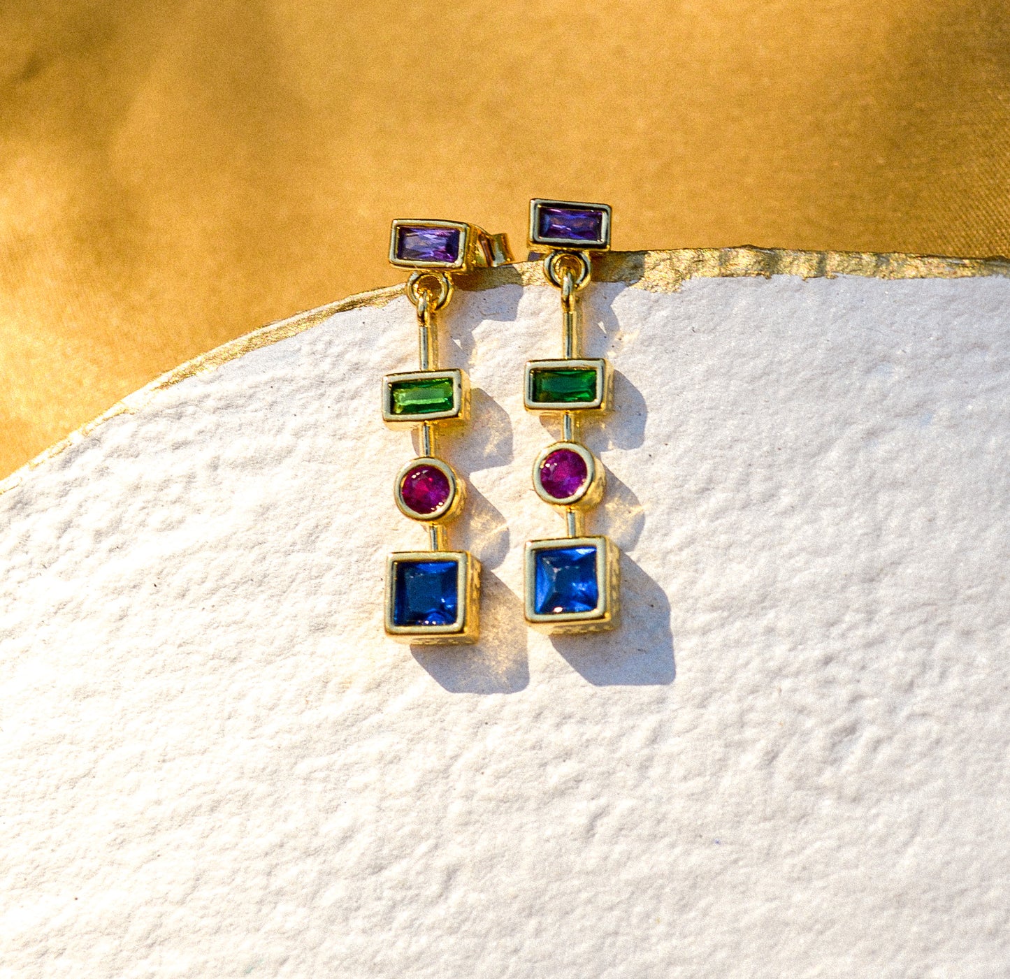 18k gold-filled colorful dangle earrings