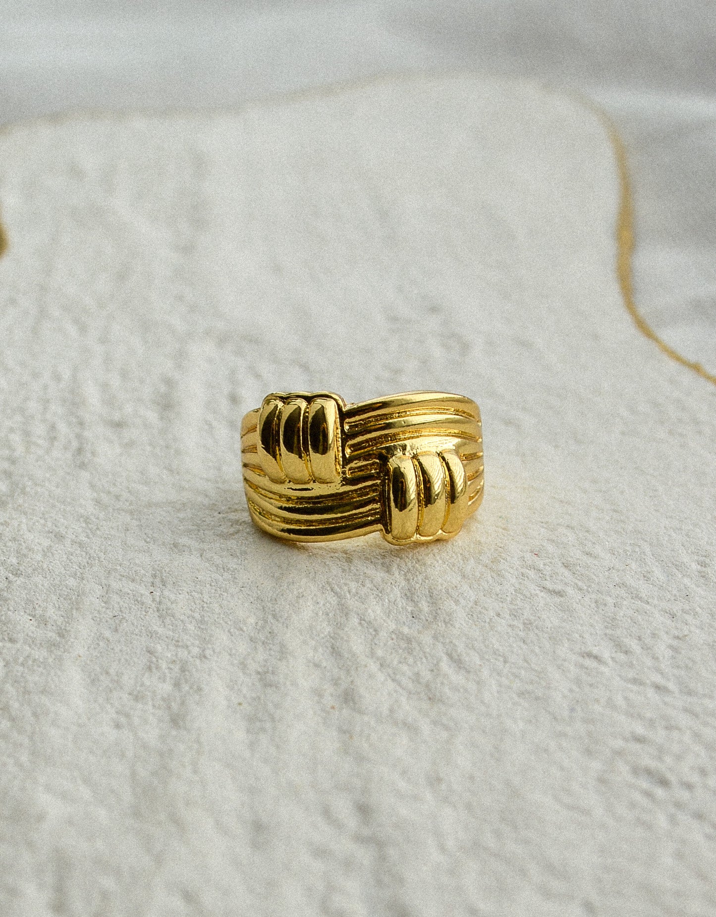 18k gold filled adjustable textured ring