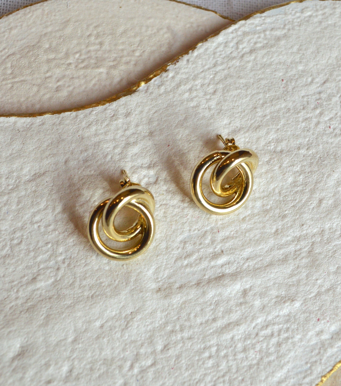 18k gold-filled double circle knot studs