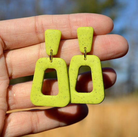 Speckled Lime Polymer Clay Earrings